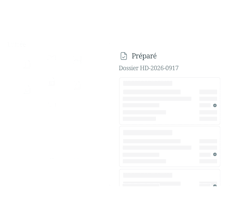 Les fichiers reçus, tels qu’e-mails, images et tableaux, sont réunis en un dossier préparé HD-2026-0917.